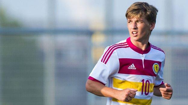 Ryan Gauld in action for Scotland Under-21s