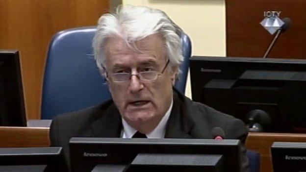 Radovan Karadzic at UN Hague tribunal, 1 October