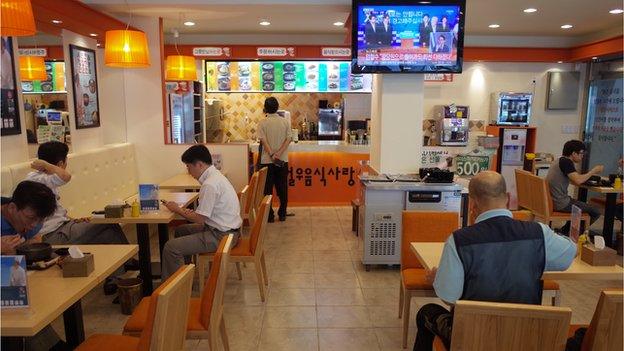 Interior of one of Chon Chol-woo's restaurants