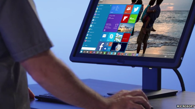 man at pc running windows 10