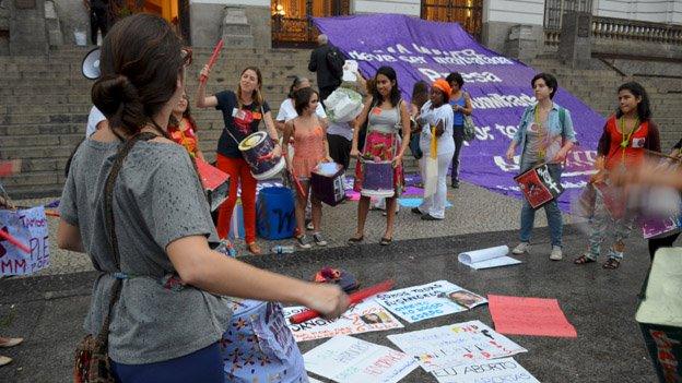 A protest against Brazil's abortion laws in Rio de Janeiro on 26 September 2014