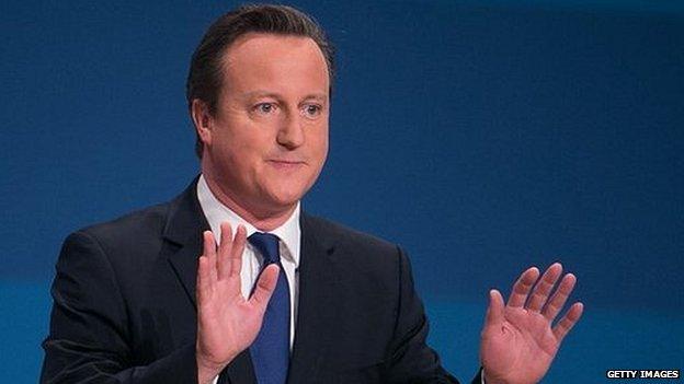 David Cameron addressing the Conservative conference