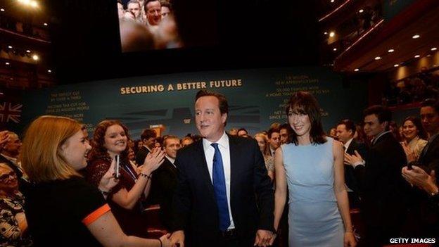 David Cameron greets Conservative activists after his conference speech