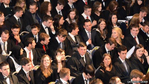 Our daughter Kirstin at her graduation ceremony from Glasgow University this week waving to mum and dad in the gallery #proudparents