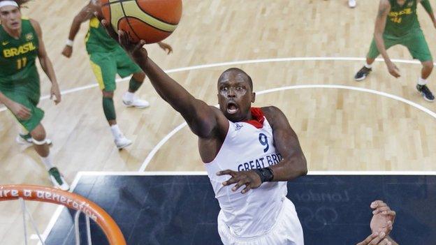 Team GB's Luol Deng in action against Brazil