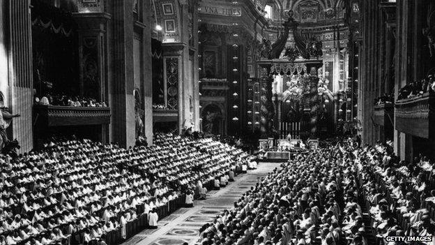 Pope Paul VI (Giovanni Battista Montini) opened the second session of the Ecumenical Council, at the Vatican. Archbishops and Cardinals from all parts of the world were present