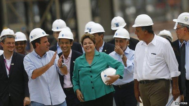 President Dilma Rousseff visiting the Olympic Park 30 Sept 2014