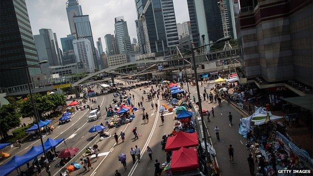 Protesters in Hong Kong, 2 Oct 2014