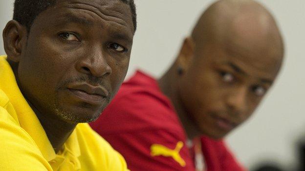 Ghana caretaker coach Maxwell Konadu (left)