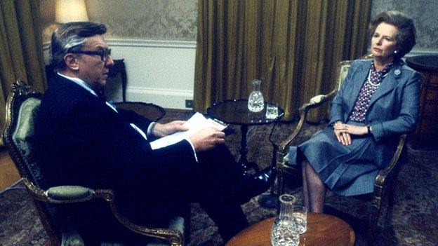 Margaret Thatcher talking to Robin Day in 1984