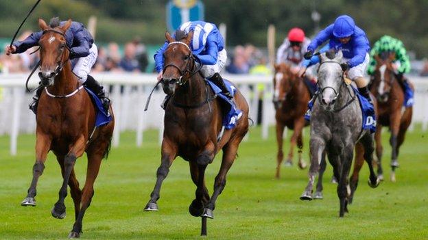 Tapestry beating Taghrooda in the Yorkshire Oaks