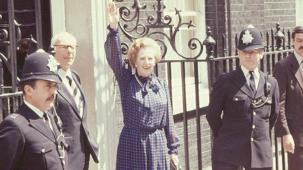 Margaret Thatcher at 10 Downing Street in 1983