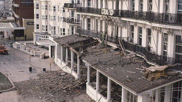 The Grand Hotel in Brighton after being bombed by the Provisional IRA