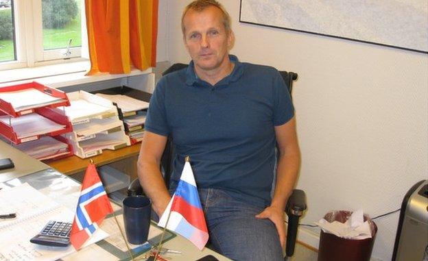 Brede Saether, owner of Kirkenes Trading in his office