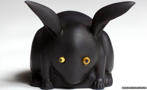 Black basalt rabbit