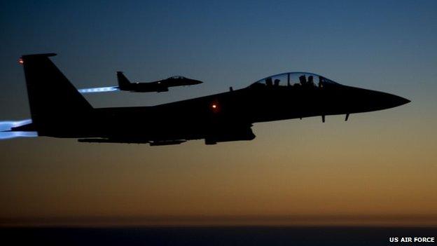 A pair of US Air Force F-15E Strike Eagles flying over northern Iraq on 23 September 2014