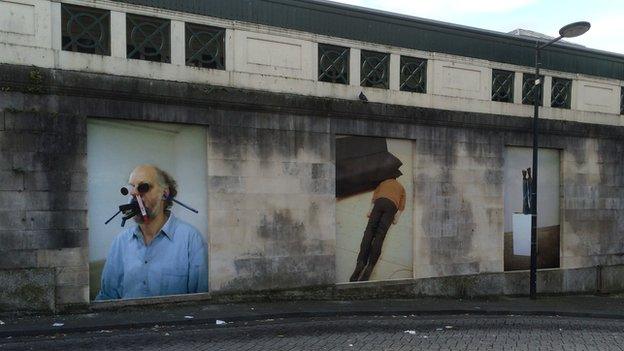 Artwork outside Cardiff Central station