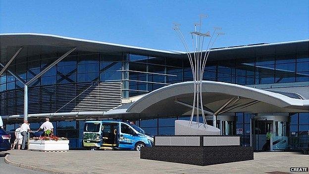 Mock up of Allied aircrew memorial outside Guernsey Airport