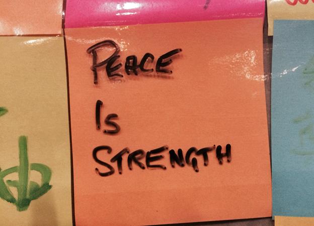 Message reads peace is strength