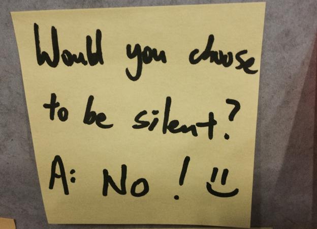 Message reads Would you choose to be silent? No