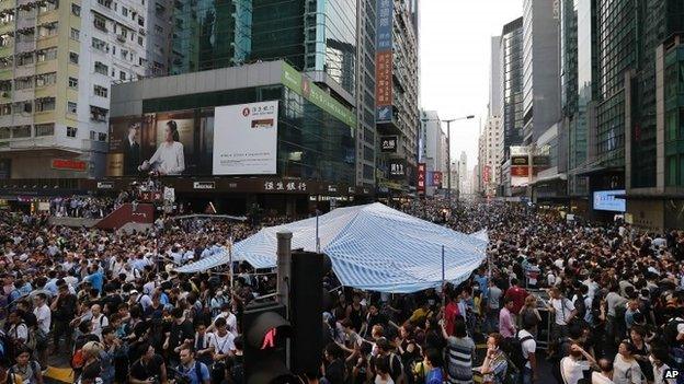 Scene of clashes in Mong Kok - 3 October