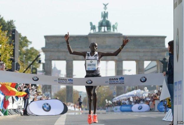 Dennis Kimetto at the Berlin finish line