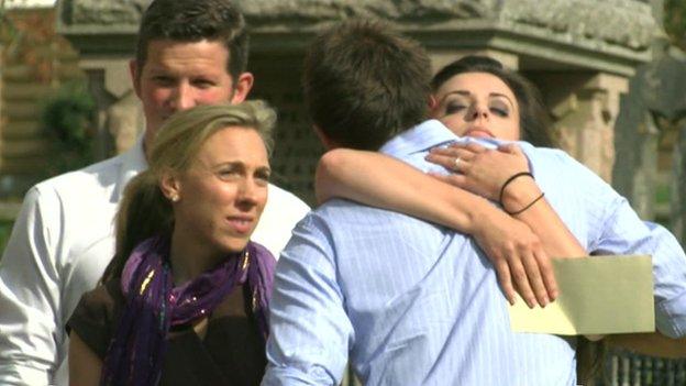 Mourners at David Miller's funeral