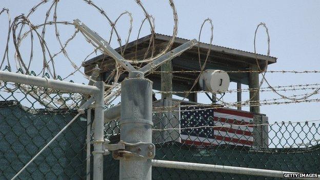 A guard tower at Guantanamo Bay in Cuba, on 23 July 2008