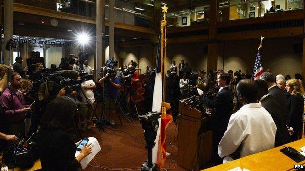 Dallas County Judge Clay Jenkins speaks to the media during a press conference on the status of Ebola patient Thomas Eric Duncan in Dallas, Texas, 2 October 2014