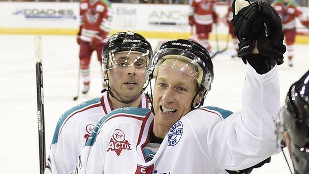 Mike Kompon scored twice in Belfast's 3-2 win over Cardiff