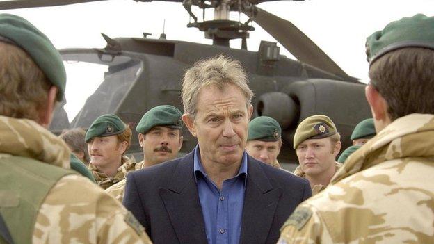 Tony Blair meeting troops in Afghanistan in 2006