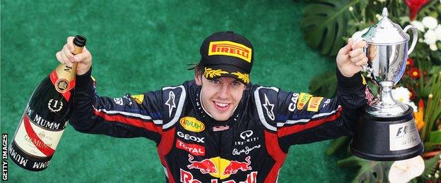 Sebastian Vettel celebrating