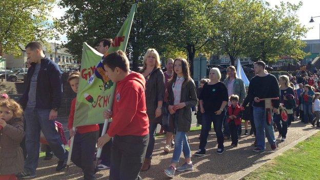 Urdd procession in Caerphilly