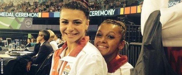 Claudia Fragapane and Becky Downie at Glasgow 2014