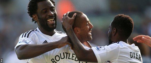 Wayne Routledge's goal was his second of the campaign for Swansea