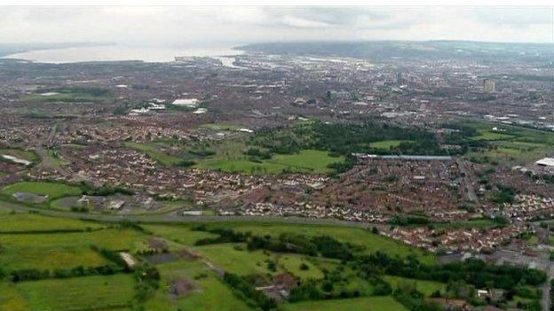 Aerial view of greater Belfast