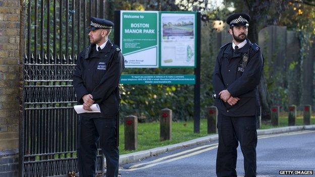 Police outside in Boston Manor Park in West London