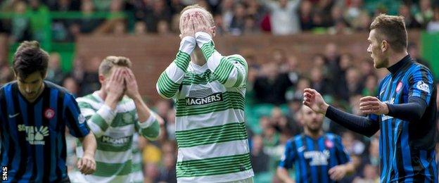 Celtic striker Leigh Griffiths shows his frustration