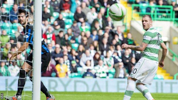 Anthony Stokes misses a chance for Celtic against Hamilton Academical