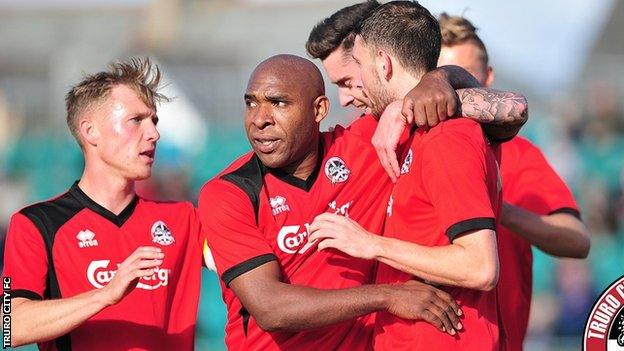 Truro City celebrate a goal