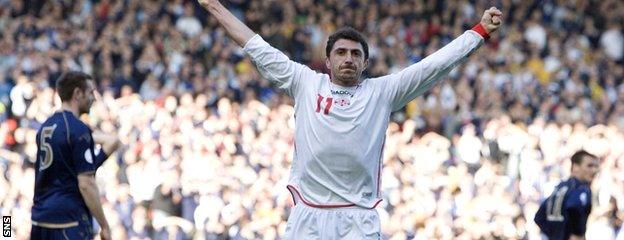 Shota Arveladze was on target when Georgia lost 2-1 against Scotland at Hampden in Euro 2008 qualifying