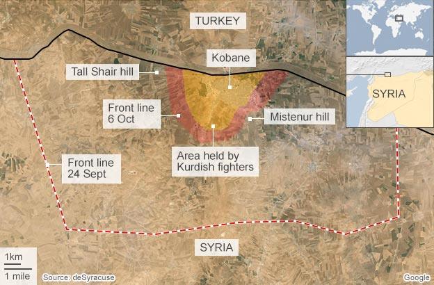 Military fighters closing in on Kobane