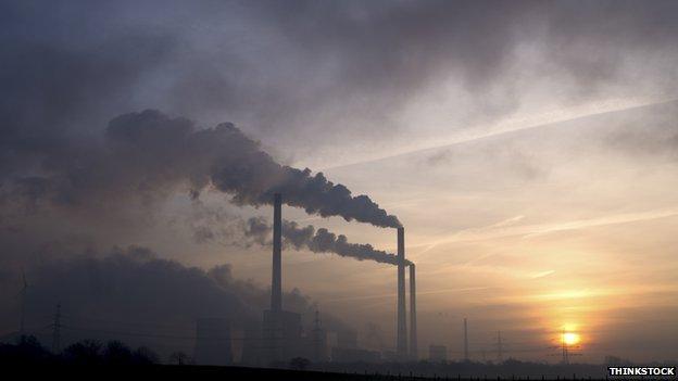 Power station at dusk