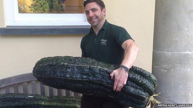 Will Griffiths with a giant marrow