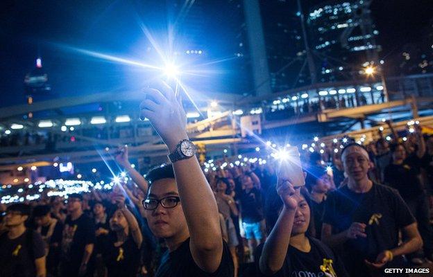 Hong Kong protesters in Admiralty 1 October 2014