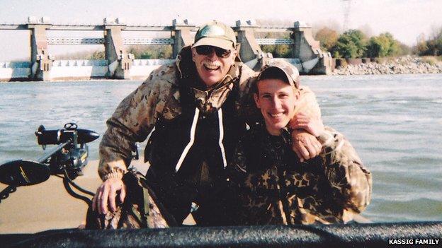 Abdul-Rahman Kassig fishing with his father, Ed Kassig, near the Cannelton Dam on the Ohio River in southern Indiana in 2011