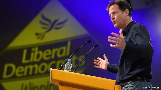 Nick Clegg during the question and answer session in Glasgow