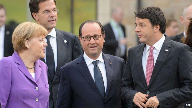 Leaders of Germany, France and Italy (left to right) - file pic