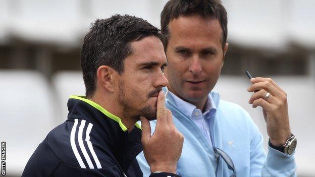 Kevin Pietersen with Michael Vaughan