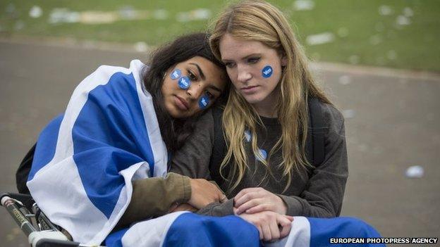 Dejected independence supporters